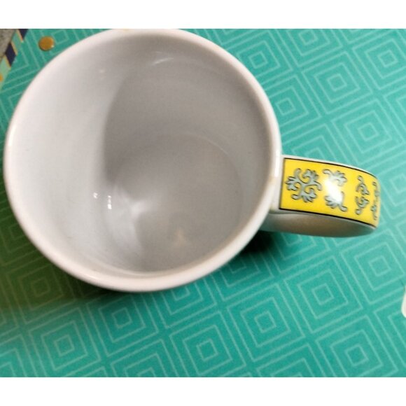 Zhongguo Jindezhen Coffee Cup Mug Yellow Asian Tea  Porcelain Flowers 12 Oz - Picture 6 of 8
